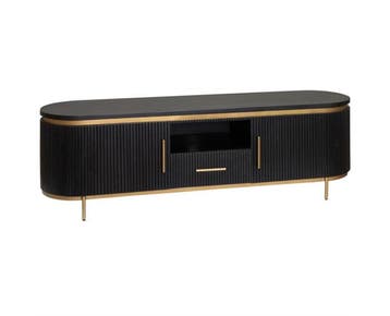 Tower Living Tv meubel Rivello 180 cm – Zwart & Brass, Huis en Inrichting, Kasten | Televisiemeubels, Ophalen of Verzenden, Nieuw