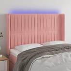vidaXL Hoofdbord LED 147x16x118/128 cm fluweel roze, Verzenden, Nieuw, Stof