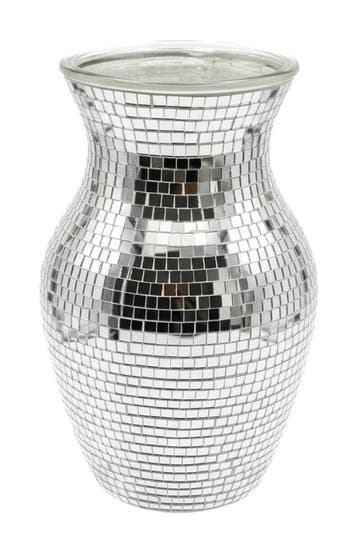 KIMU® Discobal Vaas 20 cm Bloemenvaas Spiegeltjes Vaasje Pla, Ophalen of Verzenden, Nieuw, Feestartikel, Carnaval
