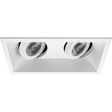 GU10 Inbouwspot Set - Mat Wit - Inbouw Rechthoek Dubbel -, Metaal of Aluminium, Nieuw, Ophalen of Verzenden, Led