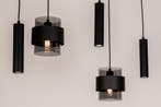 Rietveld Hanglampen - Zwart - Glas, Metaal, Huis en Inrichting, Lampen | Hanglampen, Verzenden, Nieuw