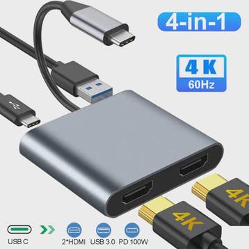4-in-1 USB-C Hub Docking Station met 4K@60Hz HDMI, PD 100W e, Verzenden, Nieuw