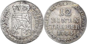 1/12 taler, daalder (doppelgroschen) 1765, Sachsen-kurlin..., Verzenden