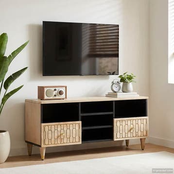 vidaXL Tv-meubel 100x33x46 cm massief mangohout, Verzenden, Nieuw, Overige houtsoorten