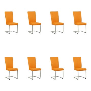 Set van 8 Leren eetkamerstoelen Dry - Toledo Mandarin, Huis en Inrichting, Stoelen, Ophalen of Verzenden, Nieuw, Leer
