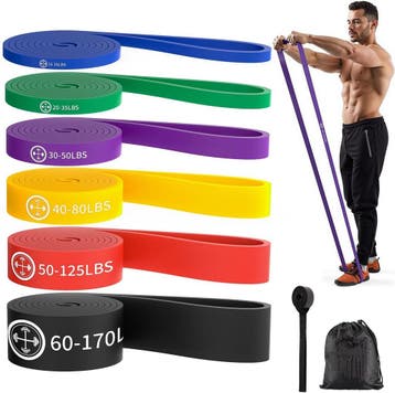 Resistance Bands 6 Niveaus | Inclusief Deuranker | OP=OP, Sport en Fitness, Fitnessmaterialen, Ophalen of Verzenden, Zo goed als nieuw