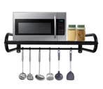 Wandrek voor Magnetron – Zwart Staal met Haakjes, Stevig, Verzenden, Nieuw