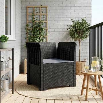 vidaXL Eénpersoons Fauteuil met Kussen Rattan Look PP, Verzenden, Nieuw