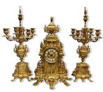 Klok (3) Louis XIV - Verguld messing - 1950-1960, Antiek en Kunst