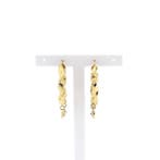 Gouden wokkel creolen met zirconia; Ø 34,5 mm (Oorbellen), Sieraden, Tassen en Uiterlijk, Oorbellen, Gebruikt, Overige kleuren