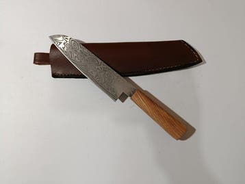 Hypnotics Waves - Keukenmes - Santoku - Lederen schede (HW