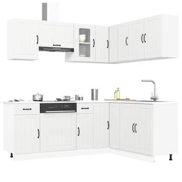 vidaXL 11-delige Keukenkastenset Kalmar bewerkt hout wit, Huis en Inrichting, Verzenden, Nieuw, Wit