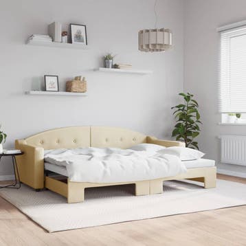 vidaXL Slaapbank met onderschuifbed 80x200 cm stof, Eenpersoons, Verzenden, Nieuw, 80 cm