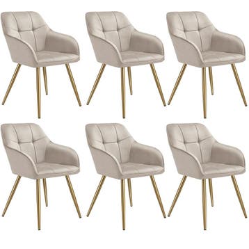 Eetkamerstoel Marilyn, fluweellook, gecapitonneerd - taupe/g, Verzenden, Nieuw