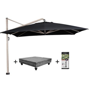 Icon premium zweefparasol 350x350 cm oak mast faded black, Ophalen of Verzenden, Nieuw