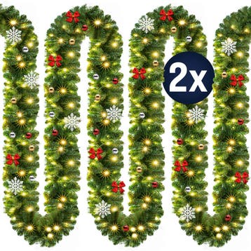 Kerstslinger 10m In-/Outdoor incl Versiering , set van 2, Verzenden, Nieuw