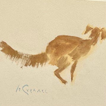Jean le Guennec (1924-1988) - Portrait de Levrier - Chien de, Antiek en Kunst