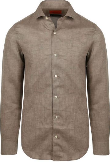 Suitable Overhemd Linnen Taupe maat 40 Heren, Verzenden, Nieuw, Bruin, Suitable