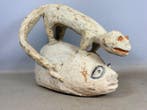 African Yoruba Gelede Head- or Helm mask with animal on top