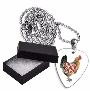 Cluck Off! plectrum ketting, sleutelhanger of oorbellen, Ophalen of Verzenden, Nieuw