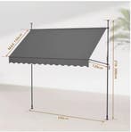 Balkon Zonnescherm met Klem 300 cm Verstelbaar Zonwering, Verzenden, Nieuw
