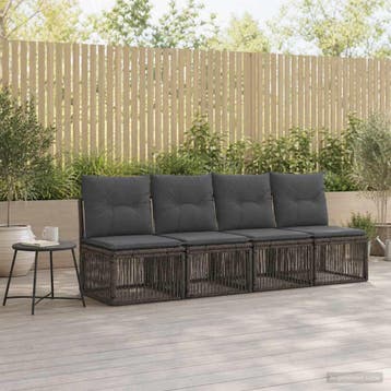 vidaXL 4-zits bank 4 st 4-Aantal zitplaatsen Grijs poly, Tuin en Terras, Verzenden, Nieuw, Rotan, 4 zitplaatsen