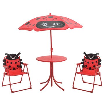 vidaXL 3-delige Bistroset voor kinderen met parasol rood, Verzenden, Nieuw, Textileen, 3 zitplaatsen