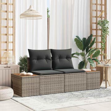 vidaXL Tuinbank Grijs 184 x 62 x 85cm poly rattan, Tuin en Terras, Verzenden, Nieuw, Rotan
