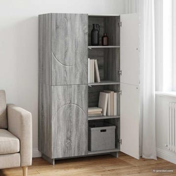 vidaXL buffetkast Grijs Sonoma 79 x 41 x 151 cm Bewerkt hout, Verzenden, Nieuw, 50 tot 100 cm, Minder dan 100 cm