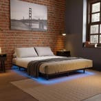 Metalen Bed Palamos - 180 x 200 cm - Incl. LED - Zwart, Verzenden, Nieuw