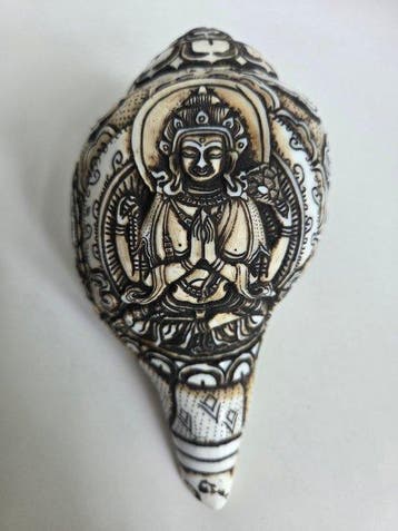 Boeddhistische rituele schelp 20cm - Schelp - Nepal - second, Antiek en Kunst, Kunst | Niet-Westerse kunst