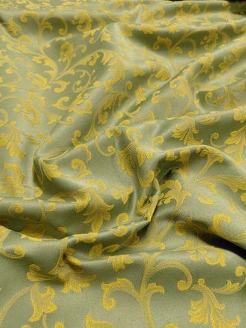 Luxury Damask Upholstery Fabric Green & Gold – 280 cm Height