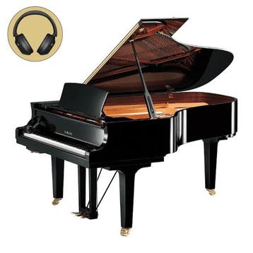 Yamaha C6X SH3 PE messing silent vleugel (zwart hoogglans), Nieuw, Zwart, Vleugel