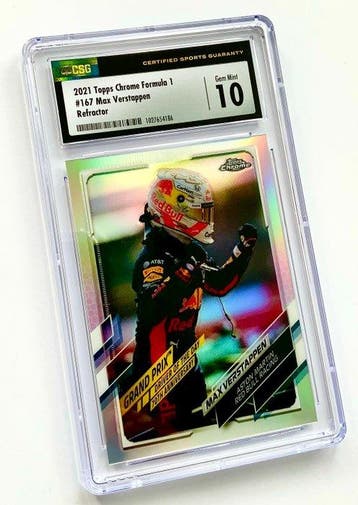 2021 Topps Max Verstappen POP2 - Chrome Refractor - CGC 10, Verzamelen, Nieuw