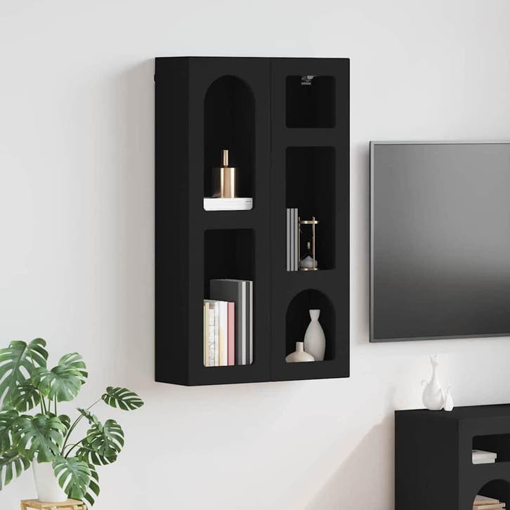 vidaXL Hangkast met plank Zwart 59 x 20 x 100 cm Bewerkt, Huis en Inrichting, Kasten | Overige, Nieuw, Verzenden
