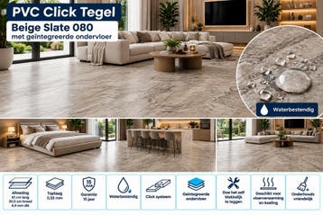 Goedkoop en Goed Pvc click nodig ? 7 X kleur v.a €12,95p/m2, Bruin, 75 m² of meer, Pvc click tegel model , Nieuw