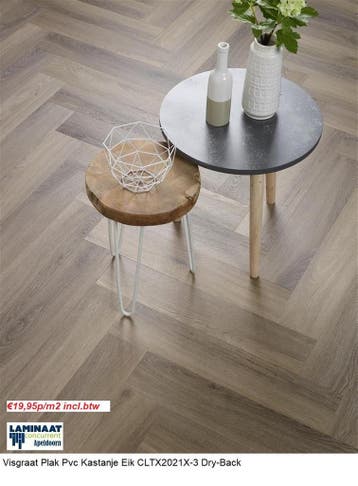 Visgraat Plak Pvc 4 X Kleur Dry-Back ACTIE prijs €16,95m2, Visgraat plak pvc vloeren project gebruik, 75 m² of meer, Grijs, Nieuw