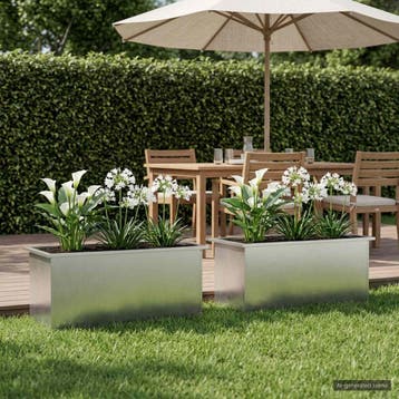 vidaXL Plantenbak met led 2 st zilver 40 x 100 x 40 cm, 100 cm of meer, Verzenden, Nieuw, Metaal