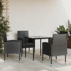 vidaXL 5-delige Tuinset poly rattan en staal zwart, 4 zitplaatsen, Nieuw, Tuinset, Verzenden