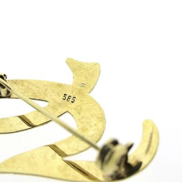 Gouden letter broche; letter G, Ophalen of Verzenden, Gebruikt, Goud, Goud