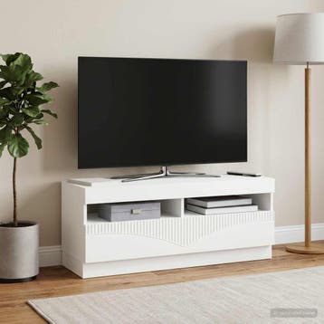 vidaXL LED tv-meubel Wit Bewerkt hout, Minder dan 50 cm, Verzenden, Nieuw, Minder dan 100 cm