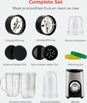 2dekans | KitchenBrothers Smoothie Blender - 2-in-1 Mini, Ophalen of Verzenden, Zo goed als nieuw