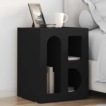 vidaXL Nachtkastje ELST Zwart 40 x 35 x 50 cm Bewerkt hout, Huis en Inrichting, Slaapkamer | Nachtkastjes, Minder dan 45 cm, Verzenden