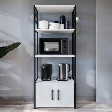 Keukenkast Arhuni 139x56x30 cm zwart en wit [en.casa], Huis en Inrichting, Keuken | Keukenelementen, Verzenden, Nieuw
