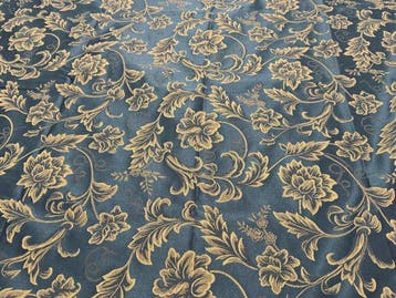 Prestigieuze damaststof Ottanio-blauw & goud – Elegante