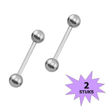 Fako Bijoux - Barbell Piercing - 15mm - Zilverkleurig - 2, Verzenden, Nieuw