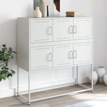 vidaXL Dressoir 100,5x39x107 cm staal wit, 100 tot 150 cm, Verzenden, Nieuw, Metaal