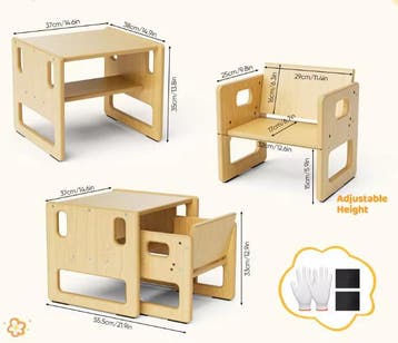 Houten Kinderbureau met Stoel – Studietafel voor Kinderen, Verzenden, Nieuw