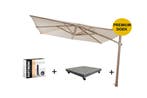Siesta premium zweefparasol 300x300 cm houtlook sand 4, Tuin en Terras, Parasols, Ophalen of Verzenden, Nieuw