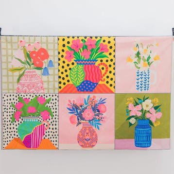 AA186 - Kunstpaneel met 6 bloemportretten – Hedendaagse pop